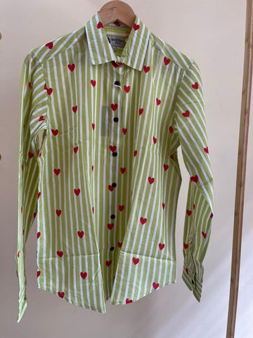 Women Conversational Striped Cotton Causal Shirt