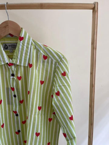 Women Conversational Striped Cotton Causal Shirt