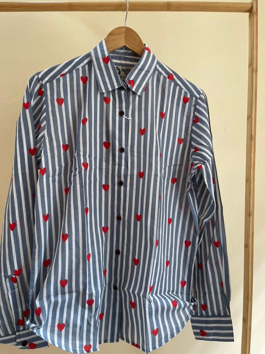 Women Conversational Striped Cotton Causal Shirt