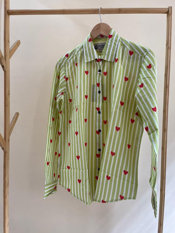 Women Conversational Striped Cotton Causal Shirt