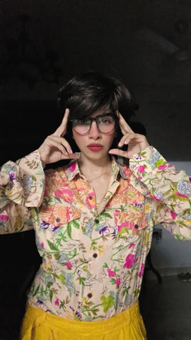 Niva Floral Vintage Womens Cotton Shirt by NAAN by Ratikha Venugopal