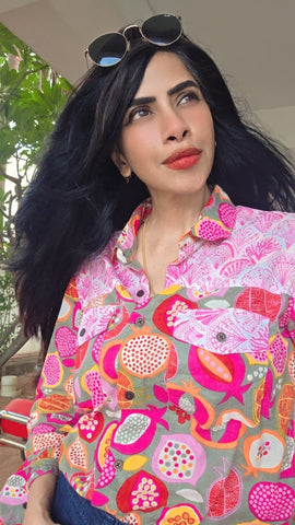 Niva Floral Vintage Womens Cotton Shirt by NAAN by Ratikha Venugopal