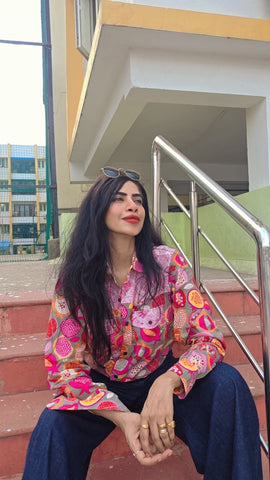 Niva Floral Vintage Womens Cotton Shirt by NAAN by Ratikha Venugopal