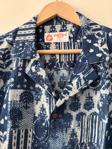 Classic Indigo Cuban Shirt By Kartikeya Jaipur