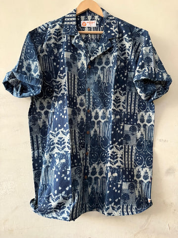 Classic Indigo Cuban Shirt By Kartikeya Jaipur