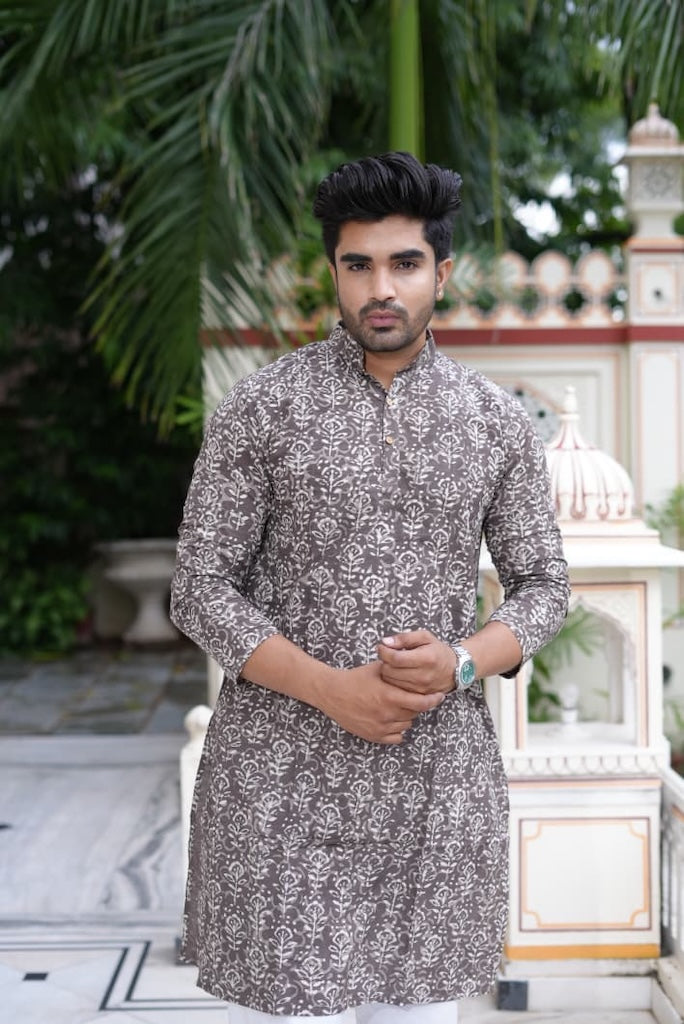Mens Handblock Printed Kurta