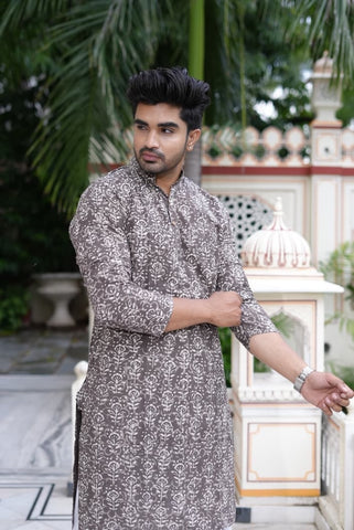 Mens Handblock Printed Kurta