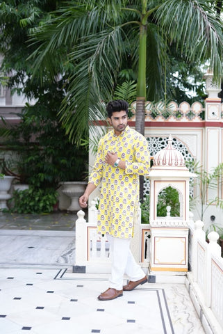 Mens Handblock Printed Kurta