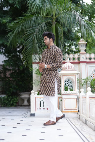 Mens Handblock Printed Kurta