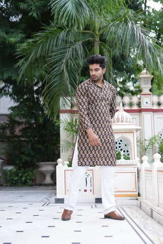 Mens Handblock Printed Kurta
