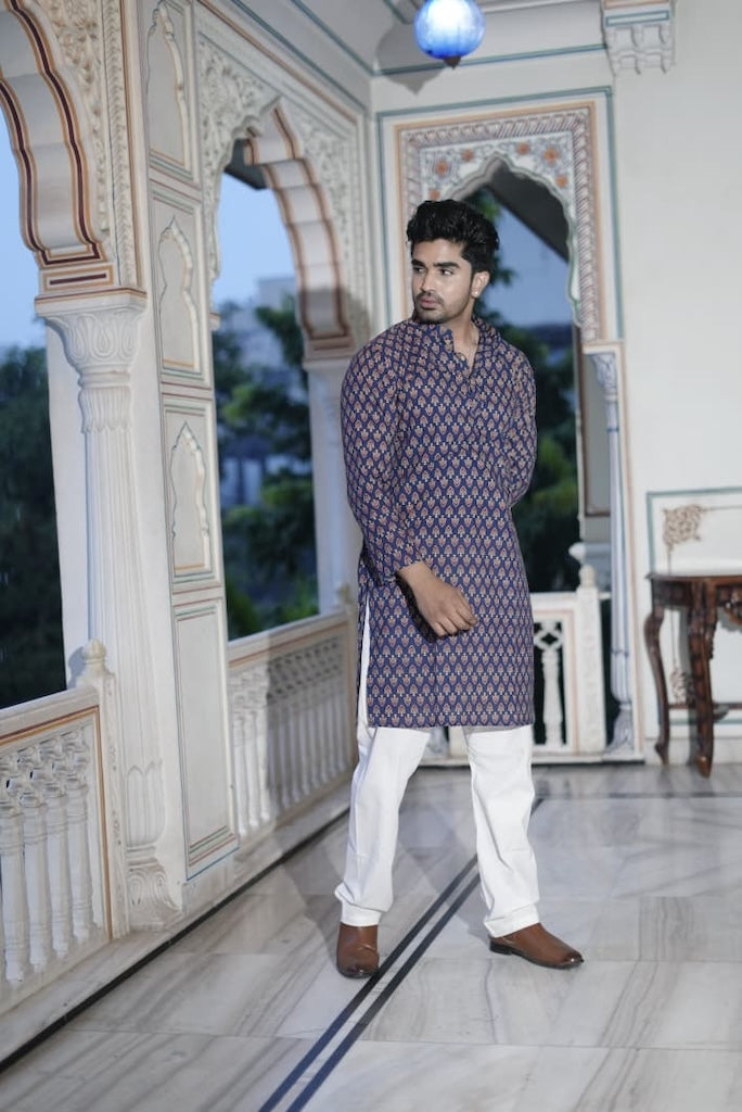 Mens Handblock Printed Kurta