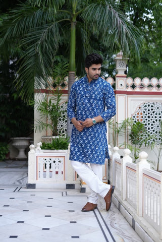 Mens Handblock Printed Kurta