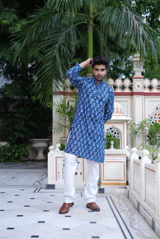 Mens Handblock Printed Kurta