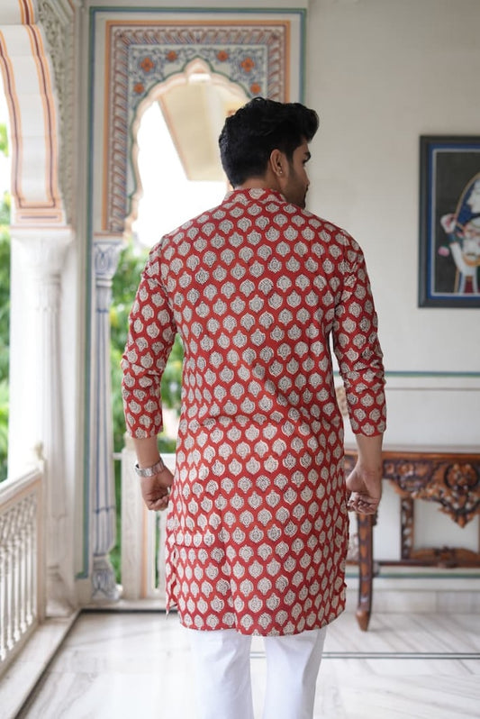 Mens Handblock Printed Kurta