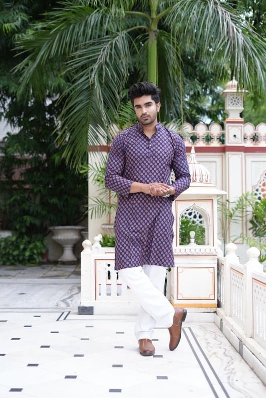 Mens Handblock Printed Kurta