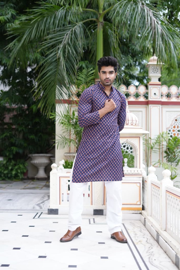 Mens Handblock Printed Kurta