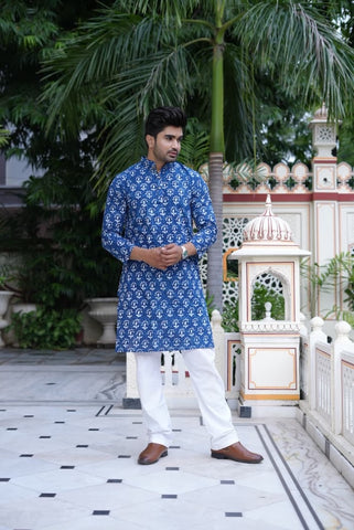Mens Handblock Printed Kurta