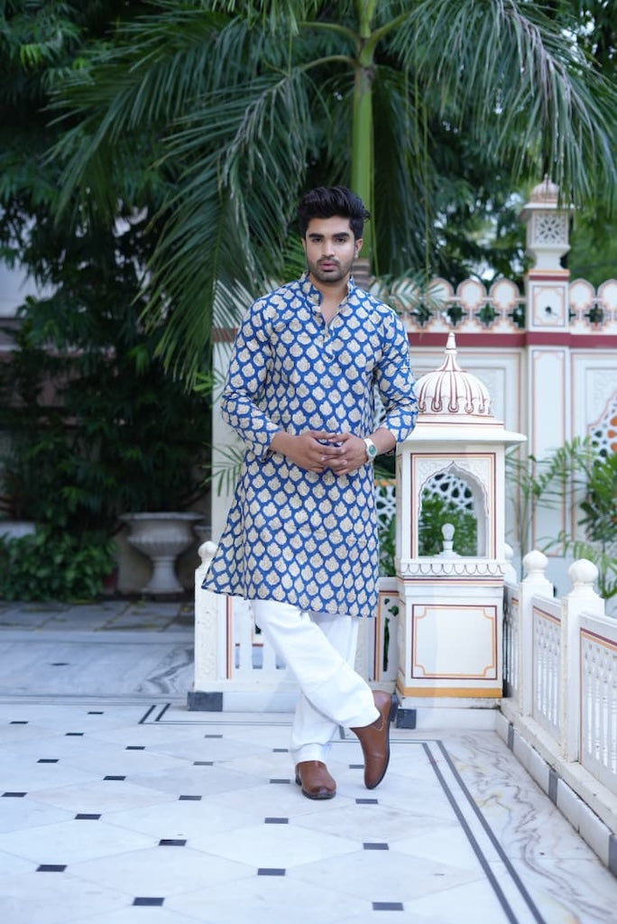 Mens Handblock Printed Kurta