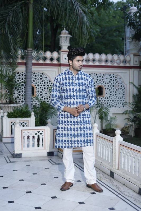 Mens Handblock Printed Kurta