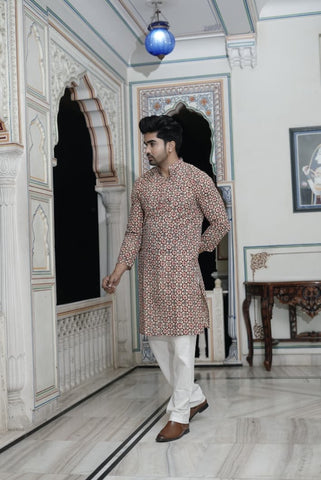 Mens Handblock Printed Kurta