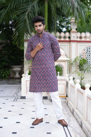 Mens Handblock Printed Kurta