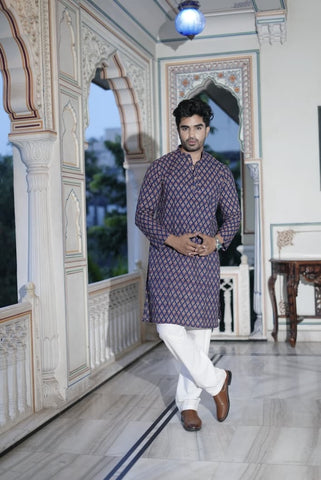 Mens Handblock Printed Kurta