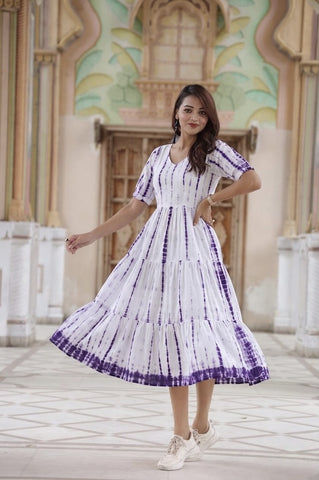 Bagru Hand Block Printed Cotton Frill One Piece Dress