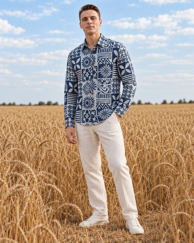 Organic Indigo Mens Shirt - By Kartikeya Jaipur