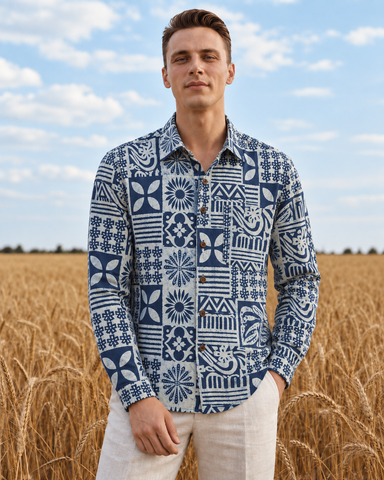 Organic Indigo Mens Shirt - By Kartikeya Jaipur