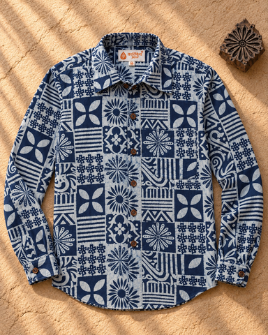 Organic Indigo Mens Shirt - By Kartikeya Jaipur