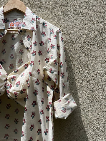 Floral Print Shirt & Bralette Combo Set