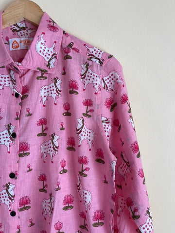 Womens Pichwai Cow Print Cotton Full Sleeves Shirt