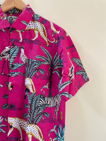 Pink Jungle Vintage Cotton Half Sleeve Shirt for Men