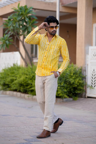 Classic Floral Hand Block Plus Size Full Sleeve Shirt