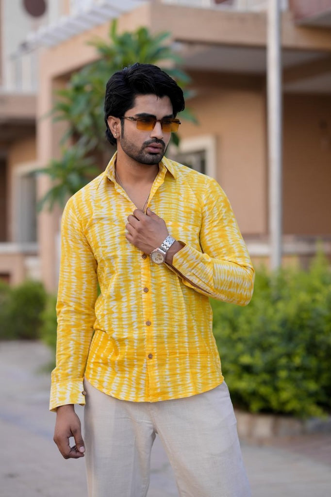 Classic Floral Hand Block Plus Size Full Sleeve Shirt