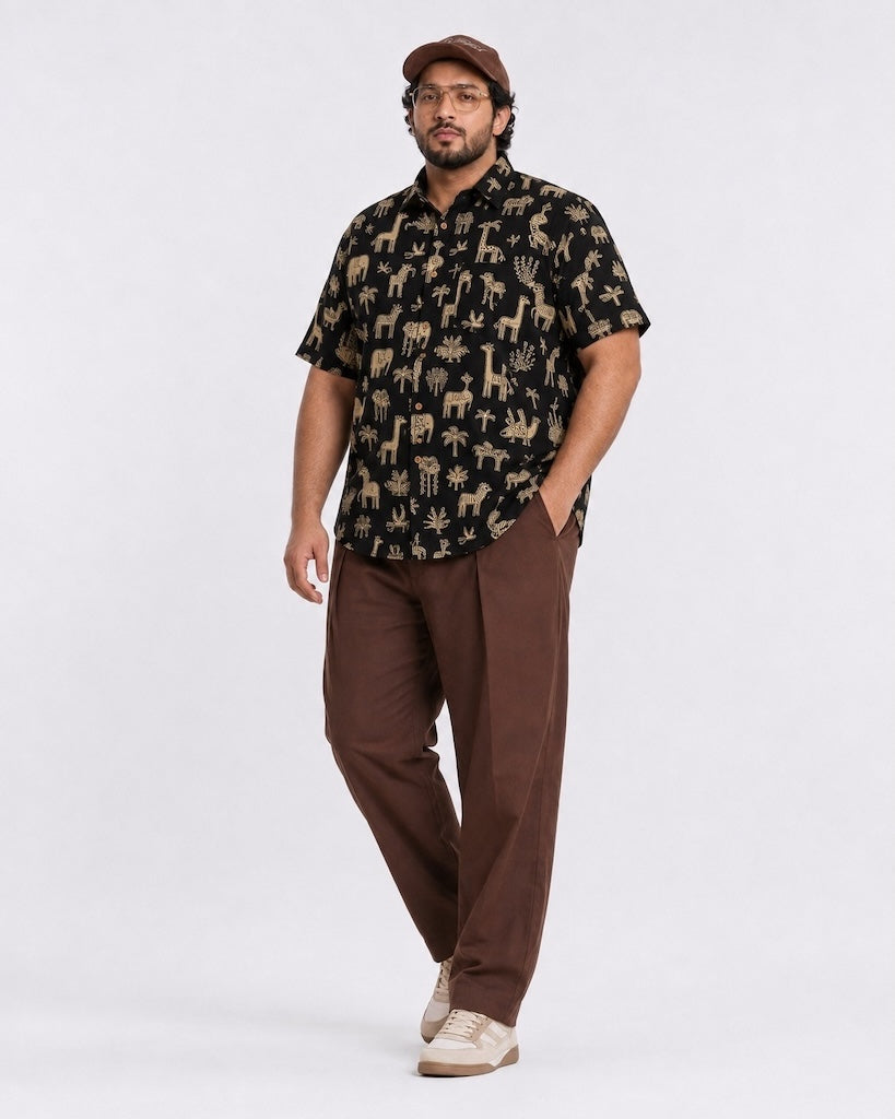 Tribal Print Classic Half Sleeve Plus Size Shirt for Men