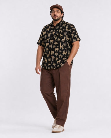 Tribal Print Classic Half Sleeve Plus Size Shirt for Men
