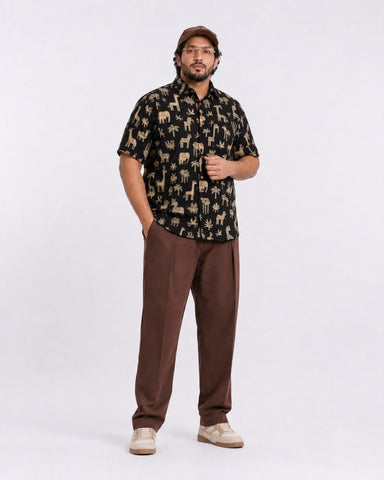 Tribal Print Classic Half Sleeve Plus Size Shirt for Men