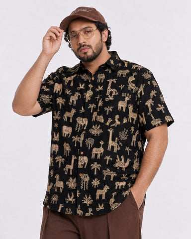 Tribal Print Classic Half Sleeve Plus Size Shirt for Men