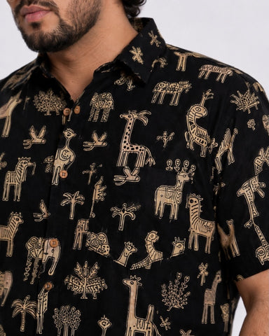 Tribal Print Classic Half Sleeve Plus Size Shirt for Men