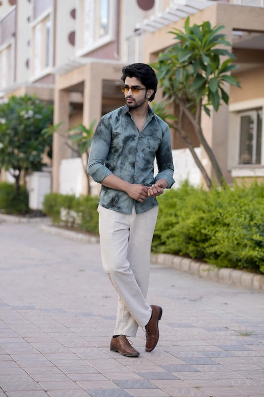 Classic Floral Hand Block Plus Size Full Sleeve Shirt