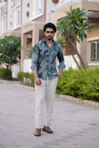 Classic Floral Hand Block Plus Size Full Sleeve Shirt