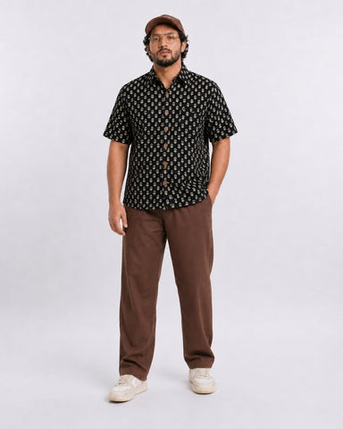 Traditional Sanganeri Print Half Sleeve Plus Size Shirt for Men
