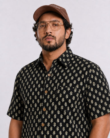 Traditional Sanganeri Print Half Sleeve Plus Size Shirt for Men