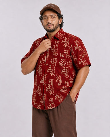 अक्षरमाला Cotton Half Sleeve Plus Size Shirt for Men