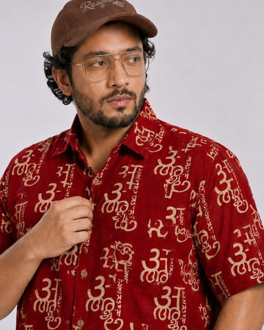 अक्षरमाला Cotton Half Sleeve Plus Size Shirt for Men