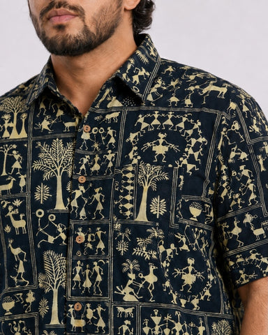 Classic Tribal Print Half Sleeve Plus Size Shirt for Men