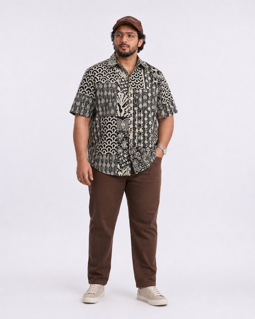Kartikeya Jaipur Floral Print Half Sleeve Plus Size Shirt for Men