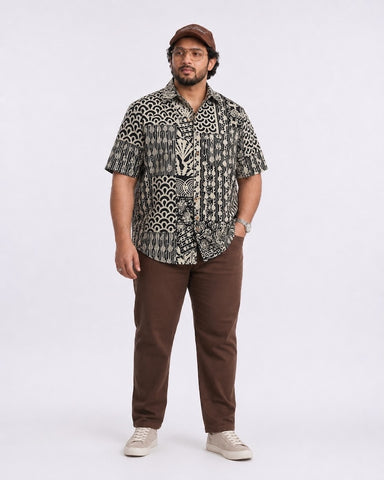 Kartikeya Jaipur Floral Print Half Sleeve Plus Size Shirt for Men