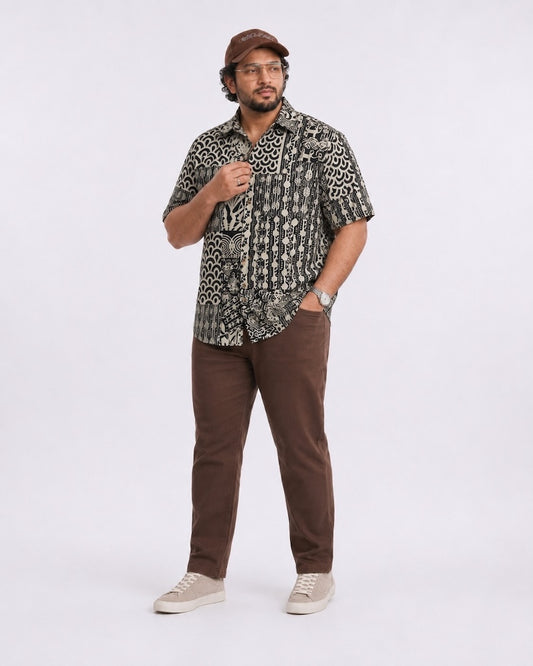 Kartikeya Jaipur Floral Print Half Sleeve Plus Size Shirt for Men